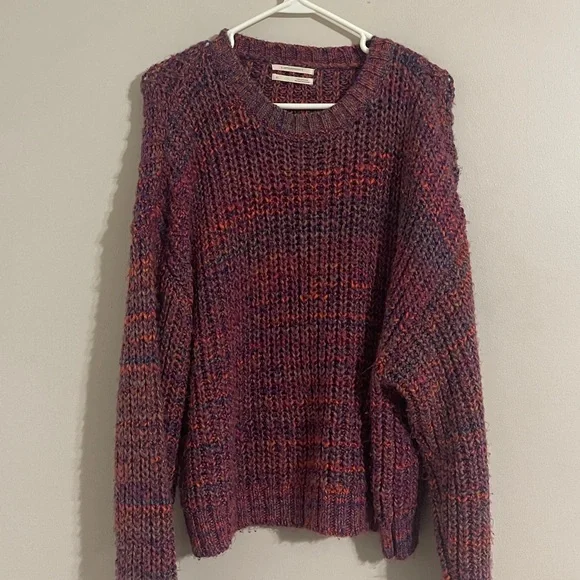 Anthropologie pink marled crewneck sweater xl - Picture 2 of 8